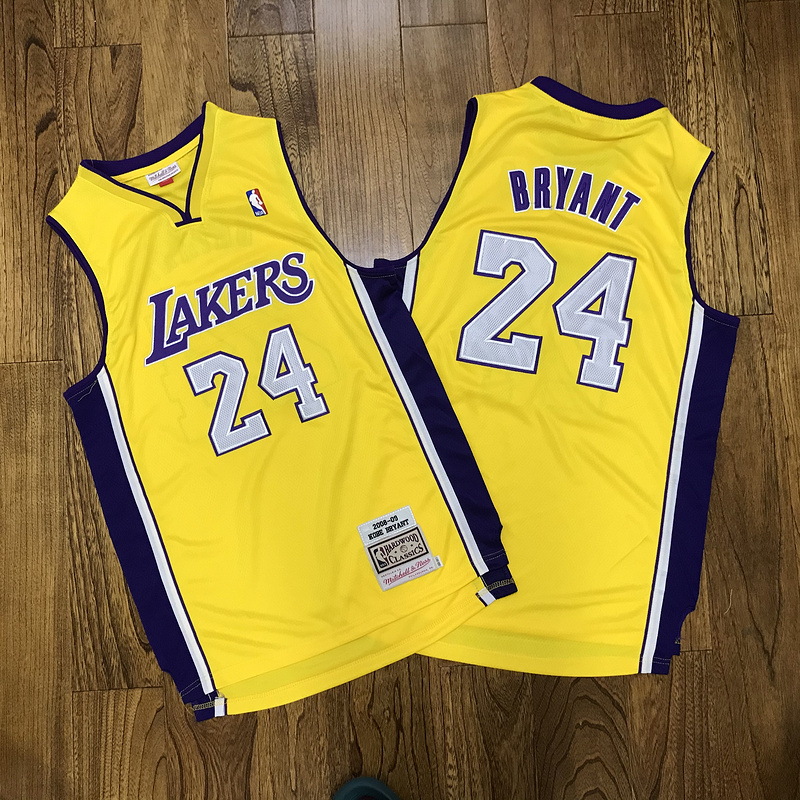 Men Los Angeles Lakers #24 Bryant yellow NBA Jersey Print